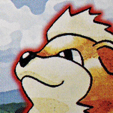 Magnified details of a Pokemon card